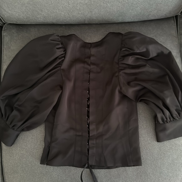 For Love & Lemons black satin puff sleeve corset top🖤 size Small NWT - Picture 5 of 8